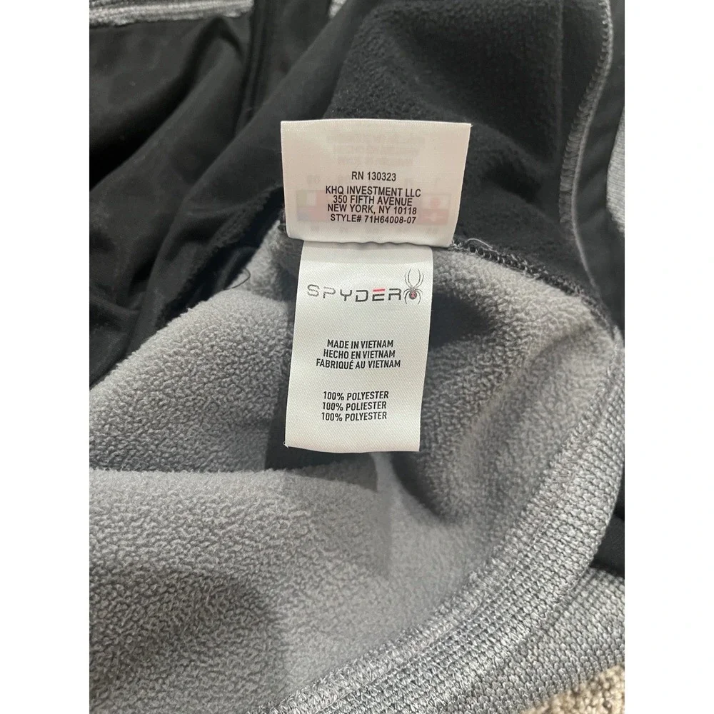 Spyder Mens Full Zip Fleece Jacket Grey Black Performance Mid Layer Medium